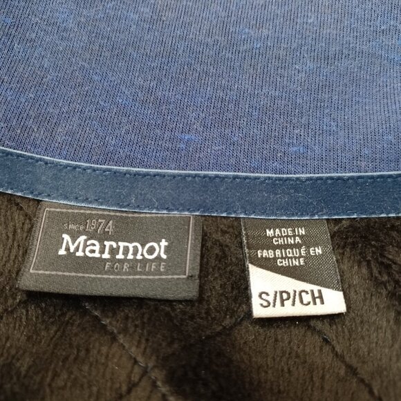 Marmot Jacket Full Zip Navy Blue Plush High Neck Womens size Small - Picture 8 of 15